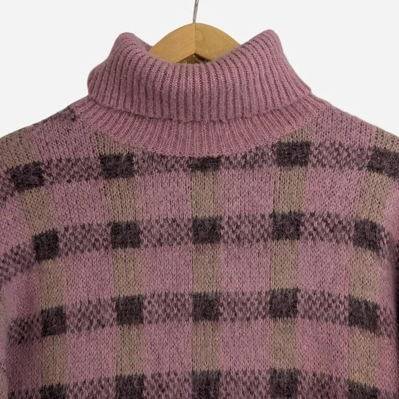 ASOS Reclaimed Vintage Plaid Check Balloon Sleeve Cropped Turtleneck Sweater XS - Picture 6 of 10